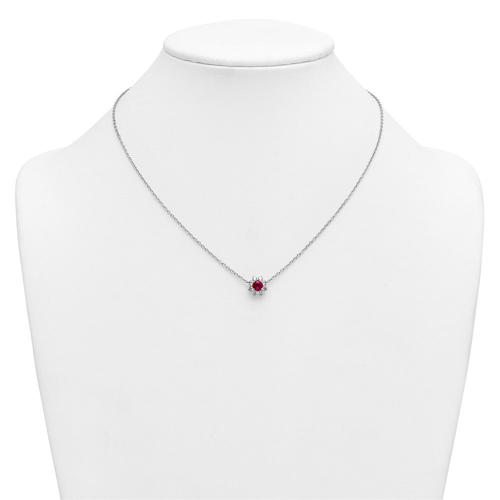 14K White gold VS/SI G+ Lab Grown Diamond and AAA quality Genuine Ruby Pend