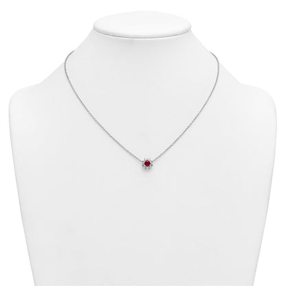 14K White gold VS/SI G+ Lab Grown Diamond and AAA quality Genuine Ruby Pend