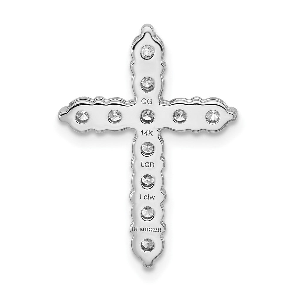 14K White Gold Certified Lab Grown Diamond VS/SI FGH Cross Pendant