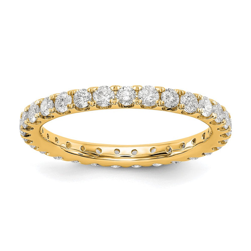 True Origin 14K Yellow Gold 1 carat Lab Grown Diamond VS+ F+ Size 7.5 Complete Eternity Wedding Band Ring
