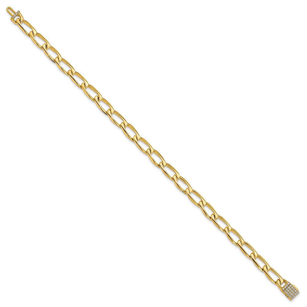 14K Yellow Gold Hand-polished 5.9mm Open Link 1.65 carat Diamond Clasp 8 Inch Bracelet
