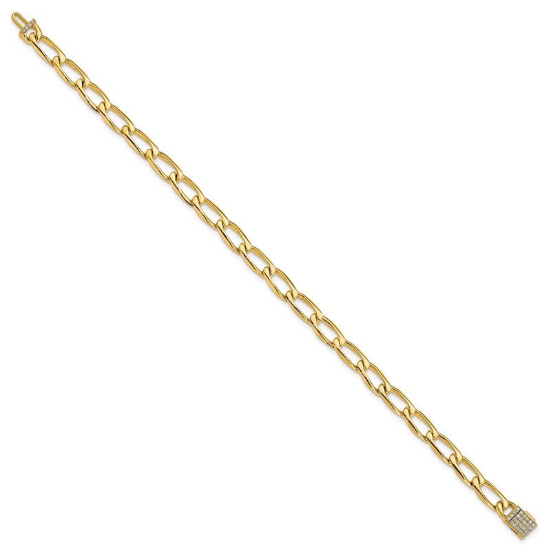 14K Yellow Gold Hand-polished 5.9mm Open Link 1.65 carat Diamond Clasp 8 Inch Bracelet
