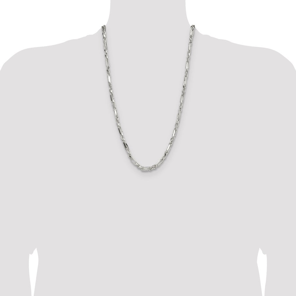 Sterling Silver 4.75mm D/C Figarope 26 Inch Chain