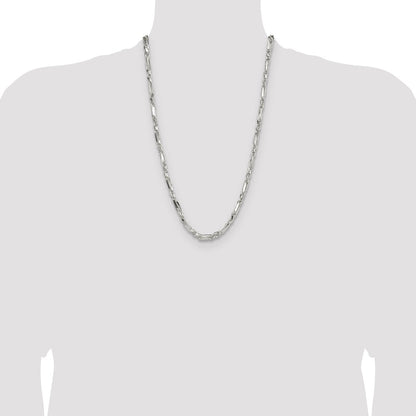 Sterling Silver 4.75mm D/C Figarope 26 Inch Chain