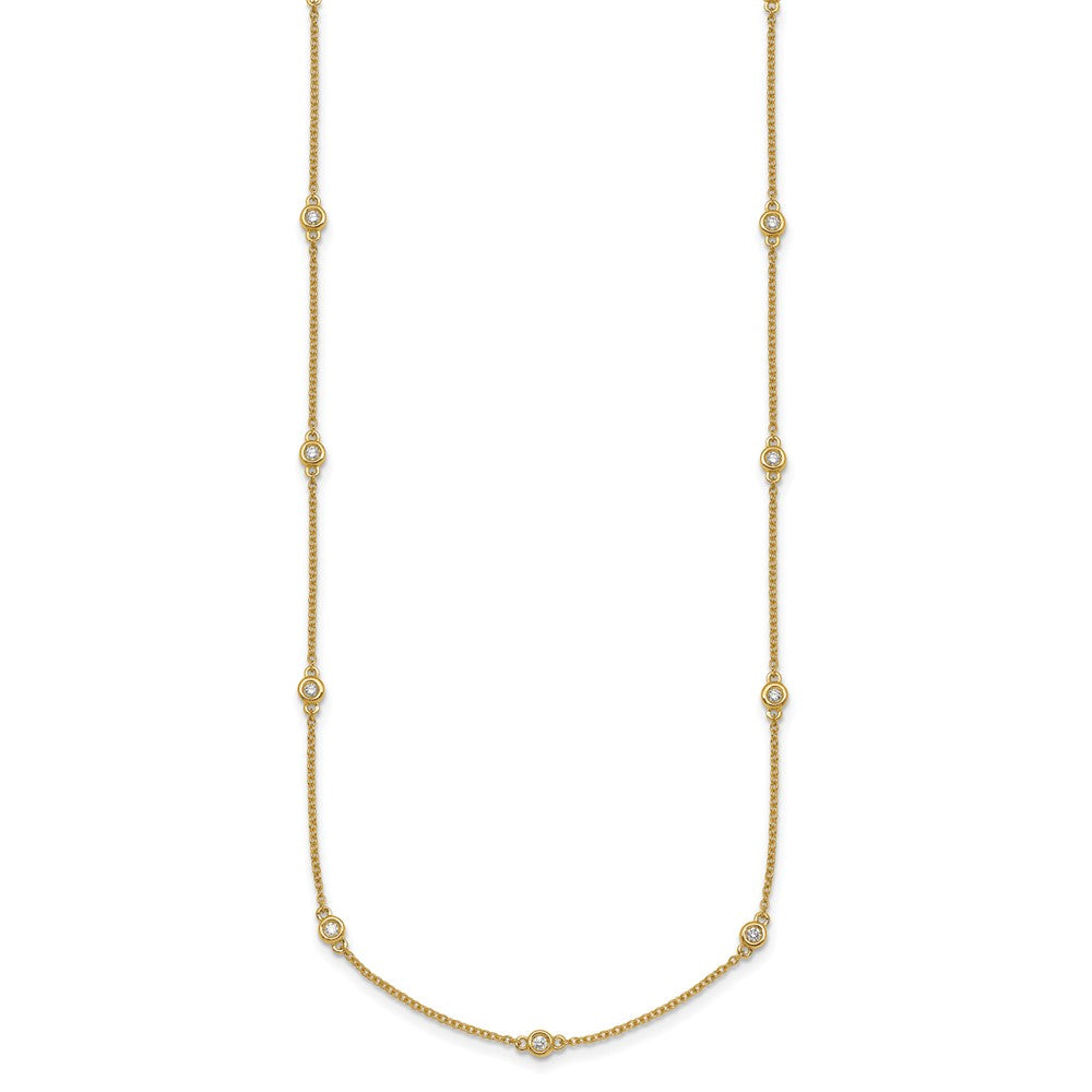 14K Yellow Gold Complete 1/5 carat Bezel-set Diamond and Cable Chain 13-Station 16 Inch Necklace