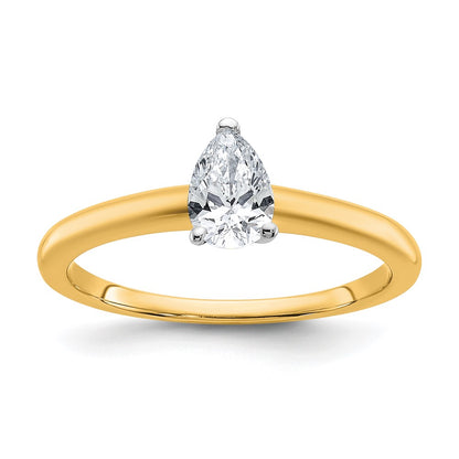 14K Two-Tone Gold Two-tone 1/2 carat Certified Lab Grown Diamond VS+ F+ Pear Solitaire Complete Engagement Ring