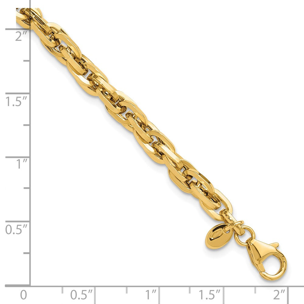 14K Yellow Gold Polished 5mm Fancy Rope Link 7.5 Inch Bracelet