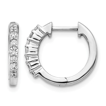 10K White Gold Diamond Hinged Hoop Earrings