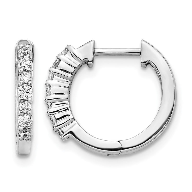 10K White Gold Diamond Hinged Hoop Earrings