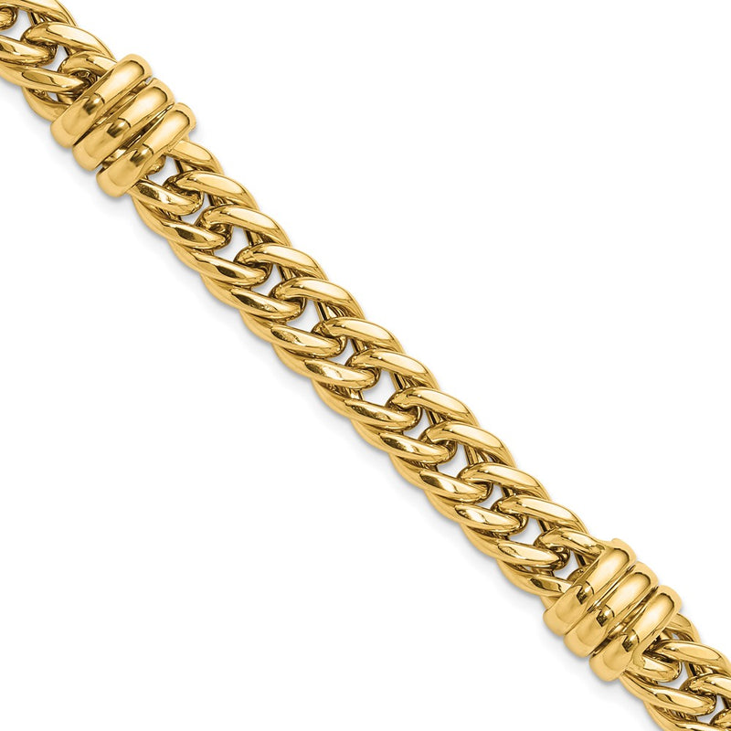 14K Yellow Gold Polished 10mm Fancy Curb Link Chain Bracelet