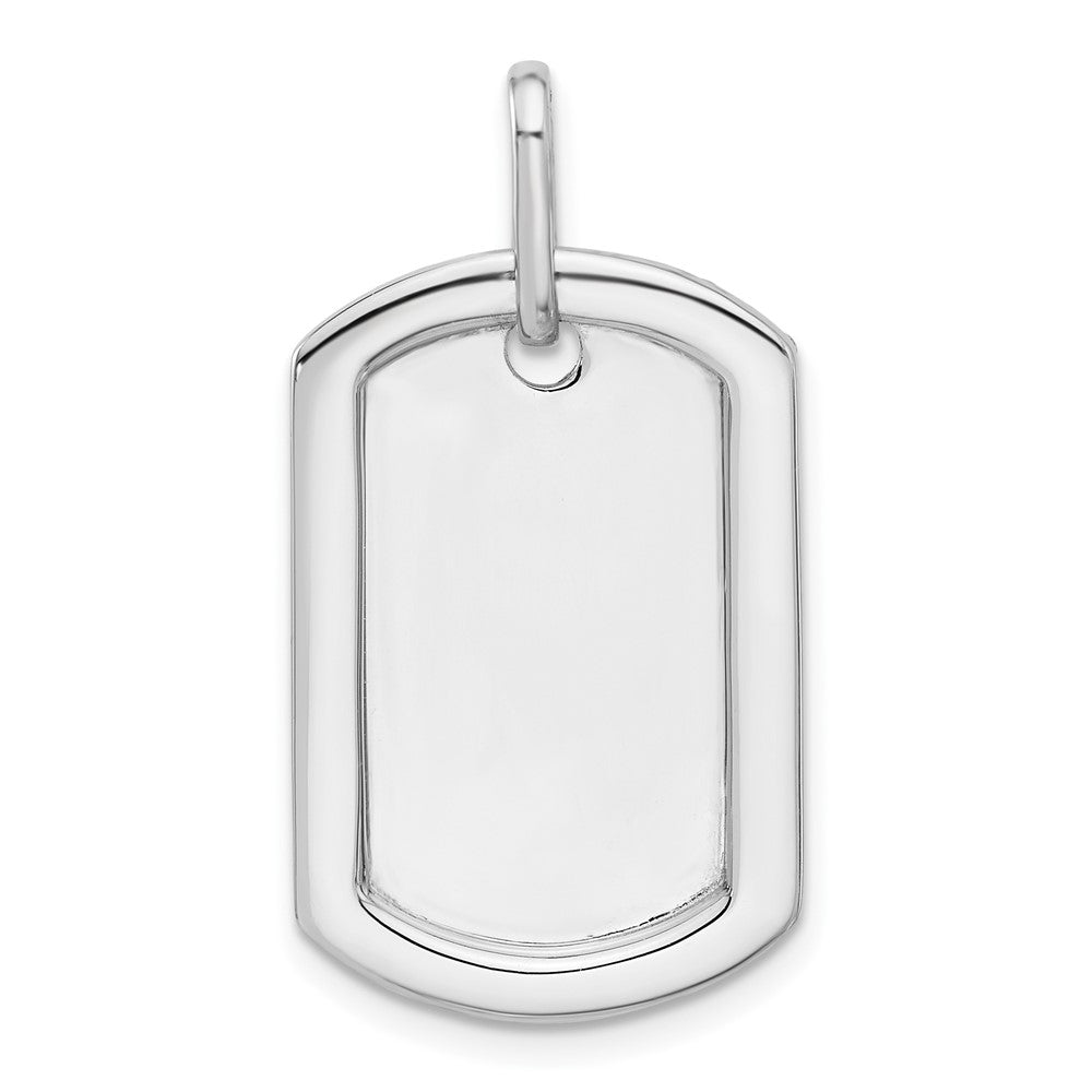 14K White Gold Personalized Diamond Dog Tag Charm