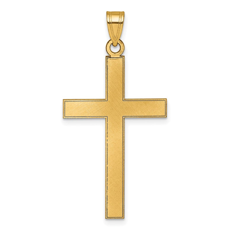 14K Yellow Gold Florentine Satin Cross Pendant