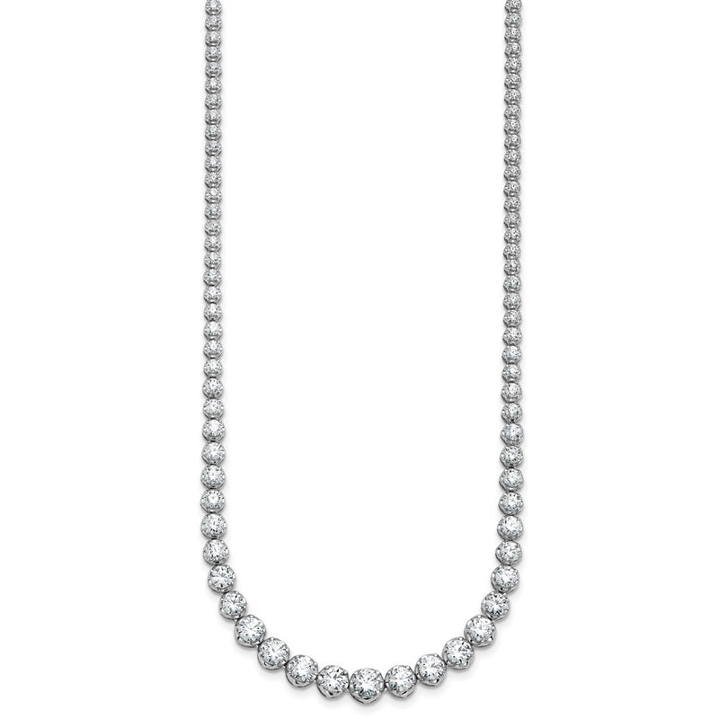 14K White Gold 11 1/15 carat Lab Grown Diamond VS/SI+ G+ Complete Round 20 Inch Graduated Tennis Necklace