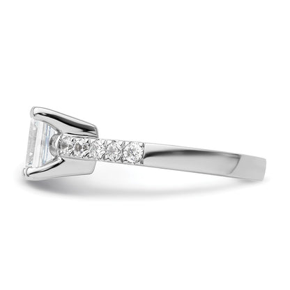 True Origin 14K White Gold 3/8 carat Lab Grown Diamond VS+ F+ Semi-Mount Emerald Engagement Ring