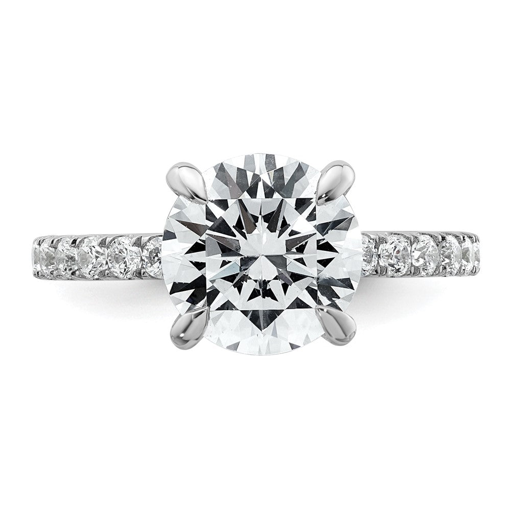 14K White Gold 3 1/2 carat Certified Lab Grown Diamond VS/SI+ G+ Round Complete Solitaire with Flair Engagement Ring