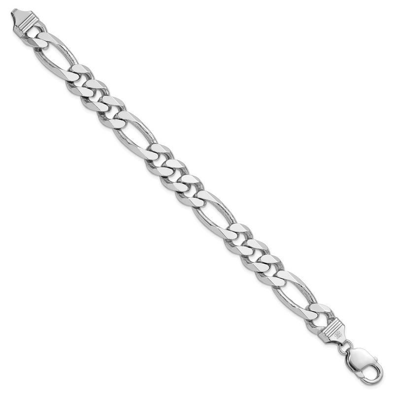 Sterling Silver Rhodium-plated 10.75mm Figaro 9 Inch Chain