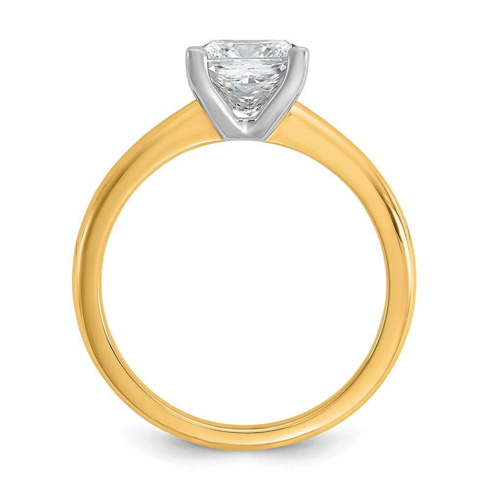 14K Two-Tone Gold Two-tone 1 1/2 carat Lab Grown Diamond VS+ F+ Princess Complete Solitaire Engagement Ring
