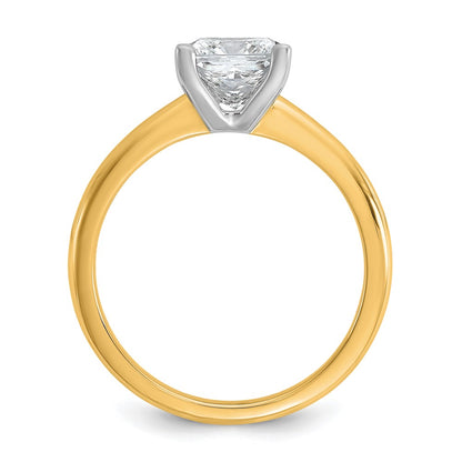 14K Two-Tone Gold Two-tone 1 1/2 carat Lab Grown Diamond VS+ F+ Princess Complete Solitaire Engagement Ring