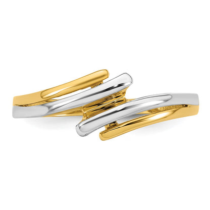 14K Yellow Gold with Rhodium Polished Size 7 Bypass Ring