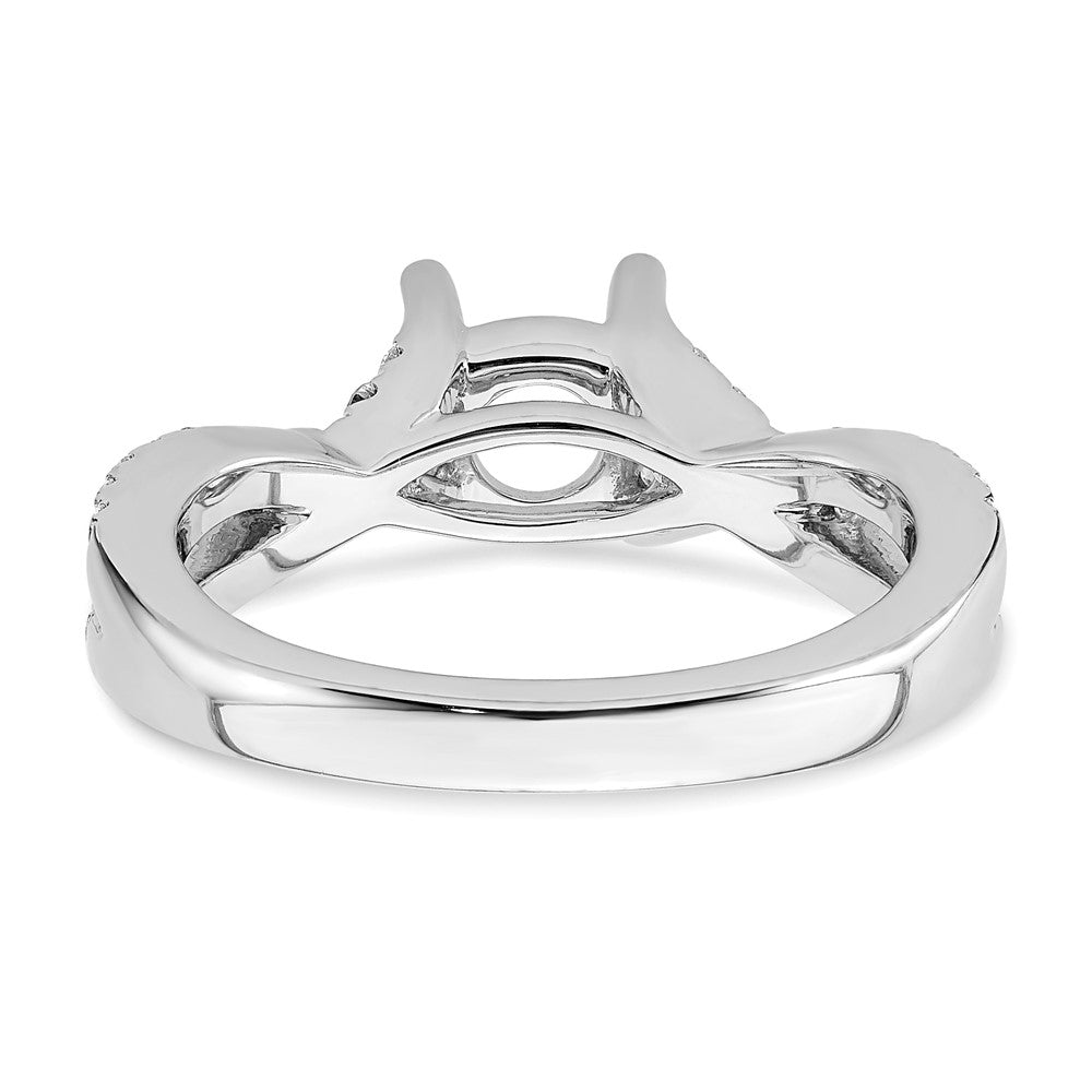 14K White Gold Criss-Cross (Holds 1 carat (6.5mm) Round Center) 3/8 carat Diamond Semi-mount Engagement Ring