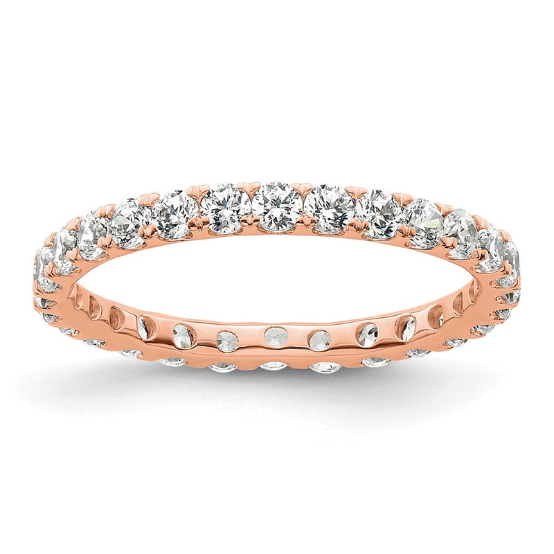 14K Rose Gold Polished Size 5.5 U-Shared Prong 1 carat Diamond Complete Eternity Wedding Band Ring