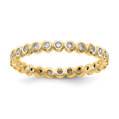 14K Yellow Gold Polished 1/3ct Bezel Set Diamond Eternity Wedding Band Ring