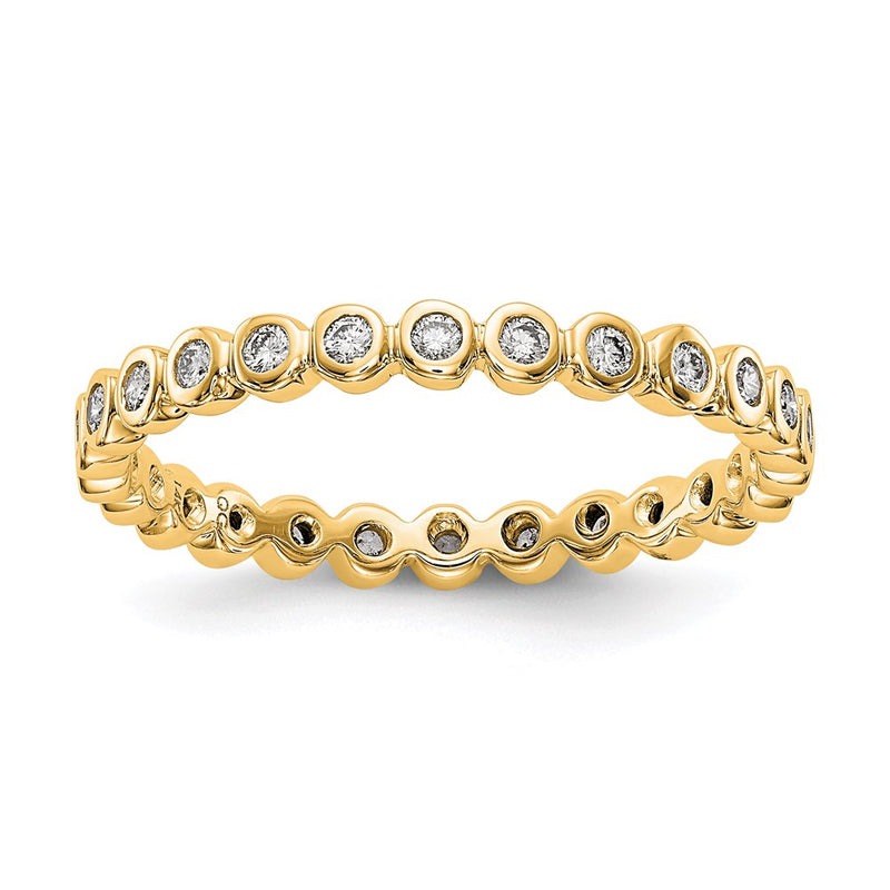 14K Yellow Gold Polished 1/3ct Bezel Set Diamond Eternity Wedding Band Ring