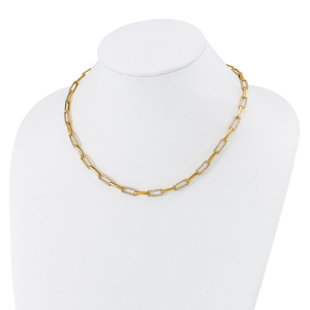 14K Yellow Gold 3 3/4 carat Lab Grown Diamond VS/SI+ G+ 18 Inch Fashion Paperclip Necklace