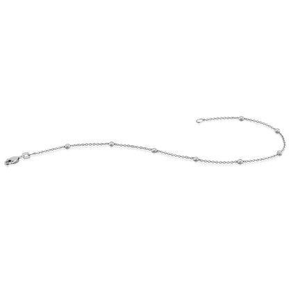 14K Yellow Gold Complete 1/8 carat Bezel-set Diamond and Cable Chain 5-Station 7 Inch Bracelet