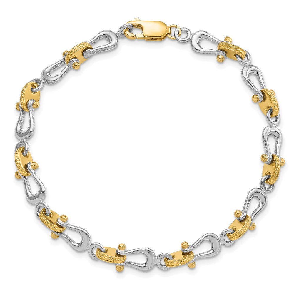 14K Two-Tone Gold Two-tone Polished Anchor Shackle 8 Inch Bracelet