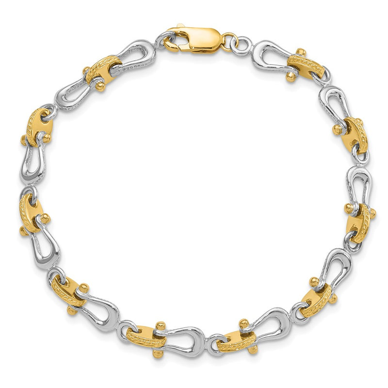 14K Two-Tone Gold Two-tone Polished Anchor Shackle 8 Inch Bracelet