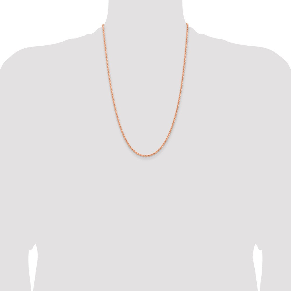 14K Rose Gold 2.75mm Diamond-cut Rope with Lobster Clasp 24 Inch Chain
