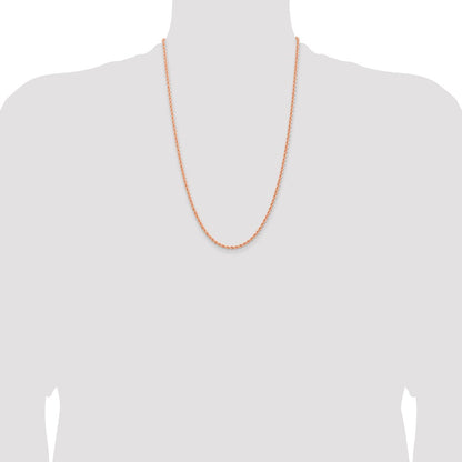 14K Rose Gold 2.75mm Diamond-cut Rope with Lobster Clasp 24 Inch Chain