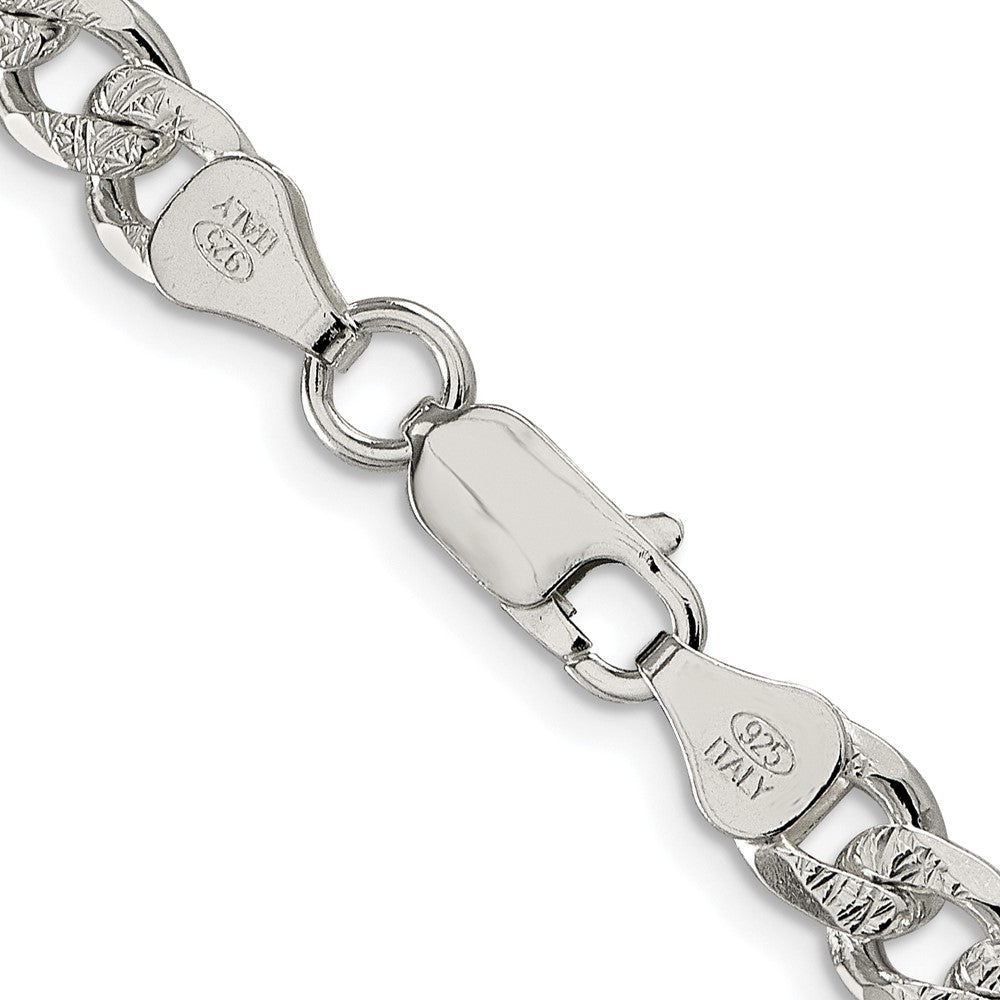 Sterling Silver Rhodium-plated 7mm Pav‚ Curb 26 Inch Chain