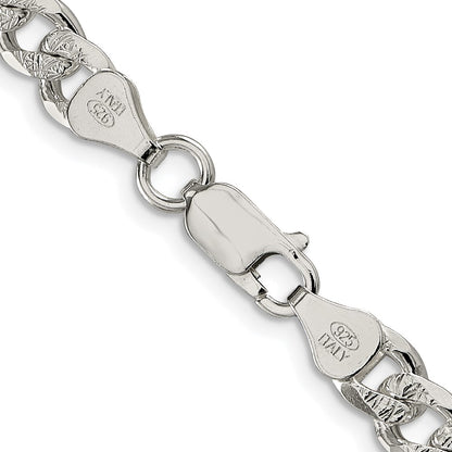 Sterling Silver Rhodium-plated 7mm Pav‚ Curb 26 Inch Chain