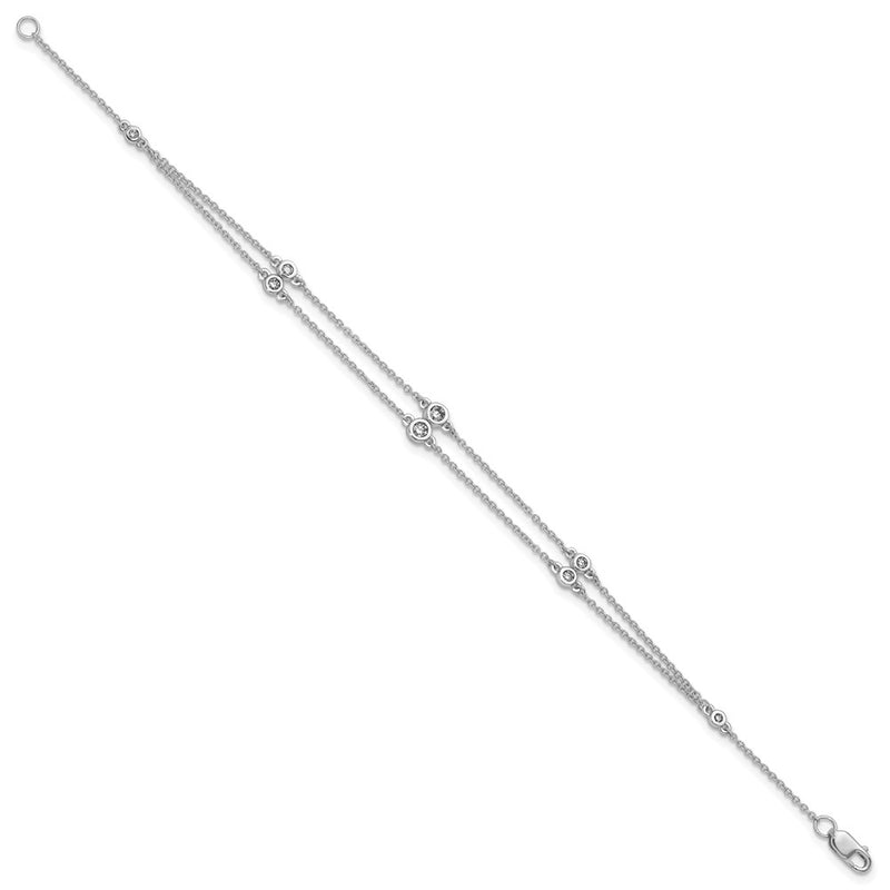 14K White Gold Complete 1/4 carat Diamond Multi-Station Double Strand 7 Inch Bracelet