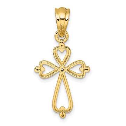 14K Yellow Gold Diamond Accented Cross Pendant