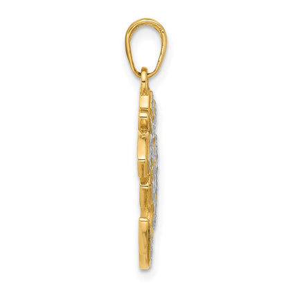 14K Yellow Gold and Rhodium Diamond-cut Om Pendant