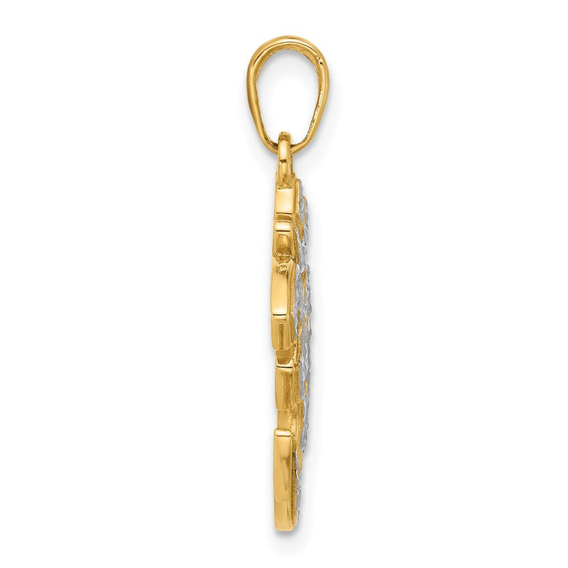 14K Yellow Gold and Rhodium Diamond-cut Om Pendant