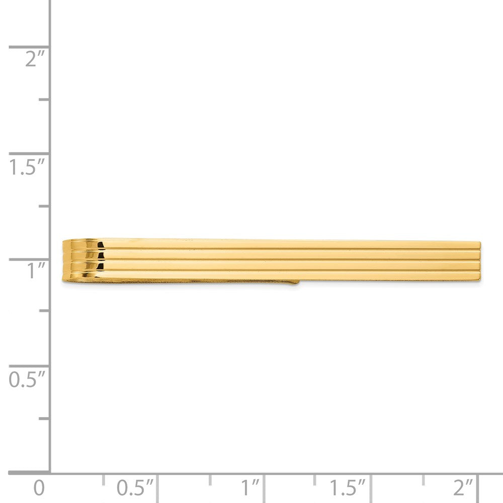 14K Yellow Gold Men's Grooved Tie Bar