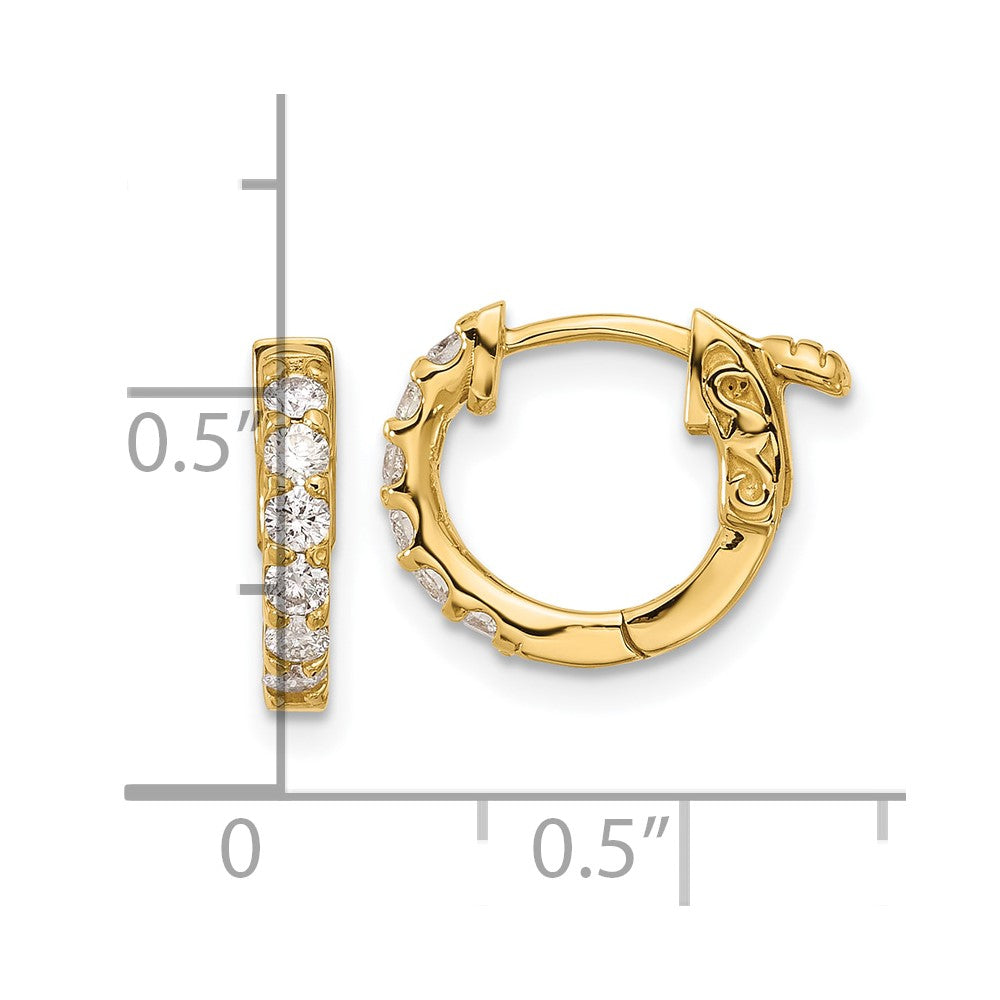 14K Yellow Gold .42 carat Diamond Round Hoop w/Safety Clasp Earrings