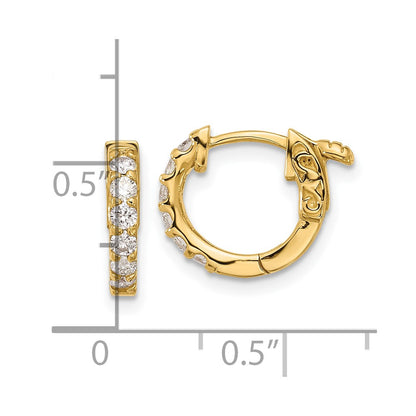 14K Yellow Gold .42 carat Diamond Round Hoop w/Safety Clasp Earrings
