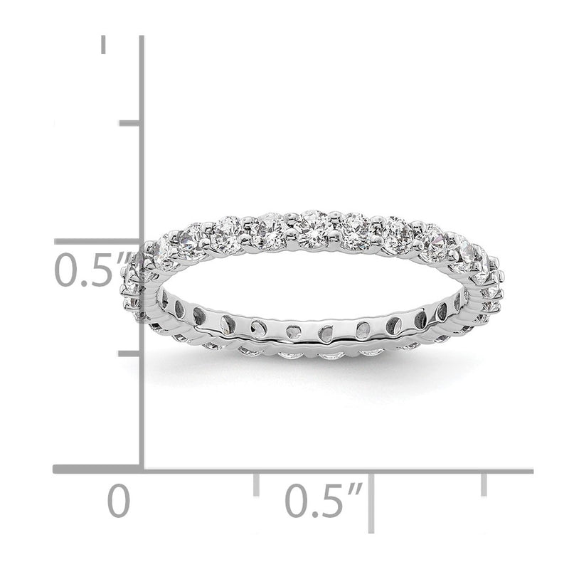 14K White Gold Polished Size 6.5 Shared Prong 1 carat Diamond Complete Eternity Wedding Band Ring
