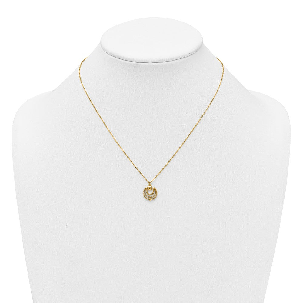 14K Yellow Gold Polished and Textured Fancy Circles 17 Inch Necklace