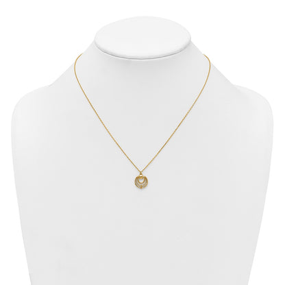 14K Yellow Gold Polished and Textured Fancy Circles 17 Inch Necklace