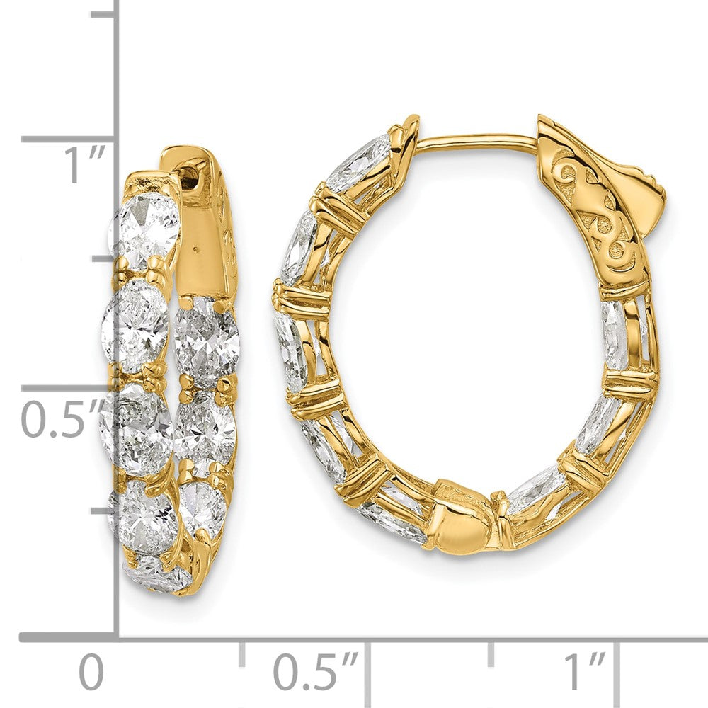 14K Yellow Gold 4 carat Lab Grown Diamond VS/SI+ G+ Oval and Round Complete In and Out Hoop Earrings