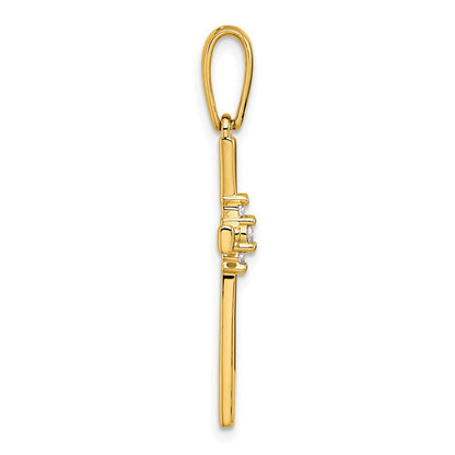 14K Yellow Gold 1/15 carat Diamond Cross Pendant