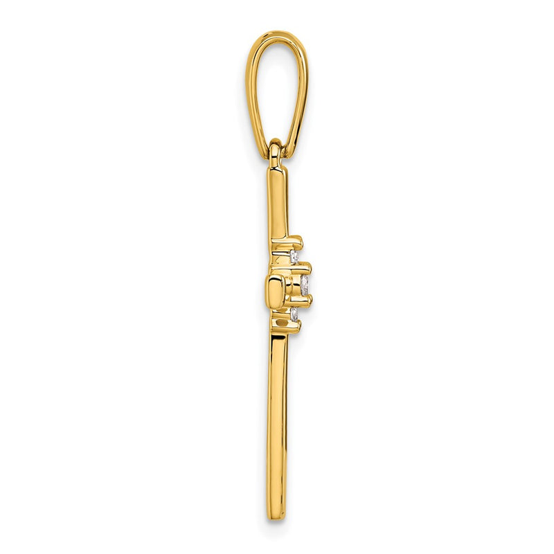 14K Yellow Gold 1/15 carat Diamond Cross Pendant