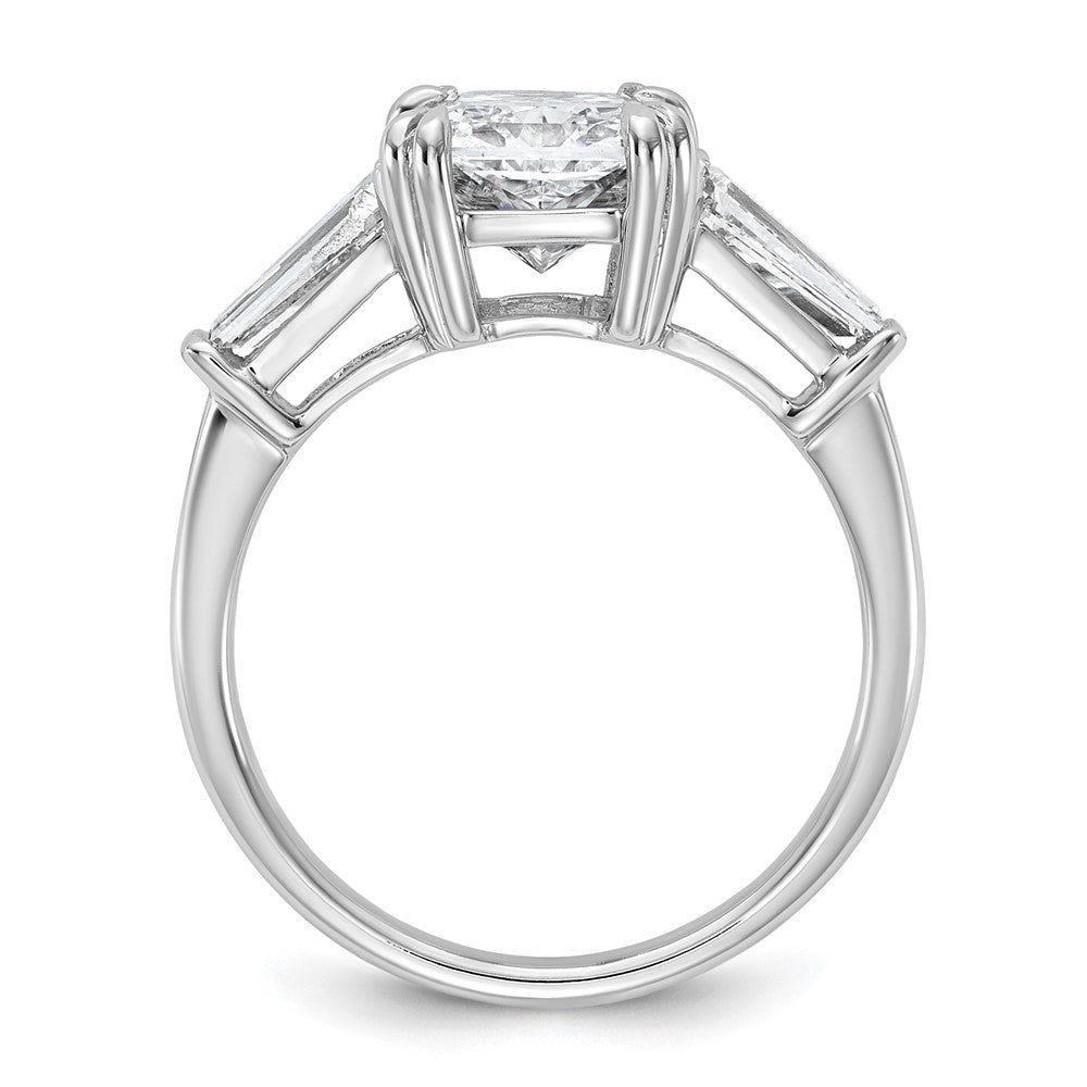 14K White Gold 3/4 carat Lab Grown Diamond VS+ F+ Tapered Baguette Sides 3 carat Radiant Center Semi Mount Engagement Ring