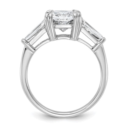 14K White Gold 3/4 carat Lab Grown Diamond VS+ F+ Tapered Baguette Sides 3 carat Radiant Center Semi Mount Engagement Ring